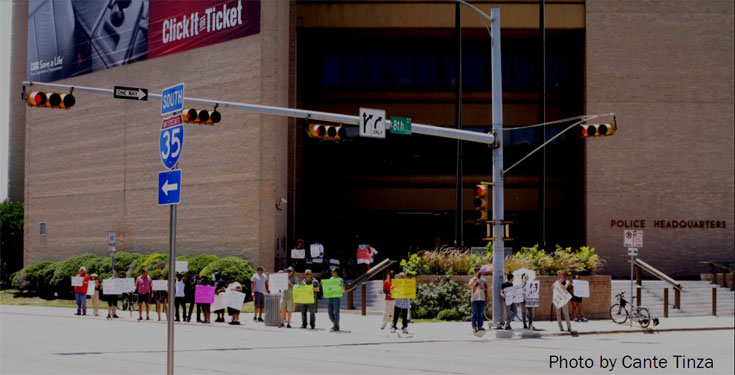 Protestors at Austin Polic Department